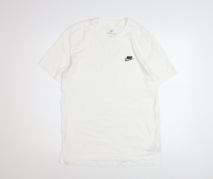 Nike Men's White Cotton Crew Neck Short Sleeve T-Shirt M