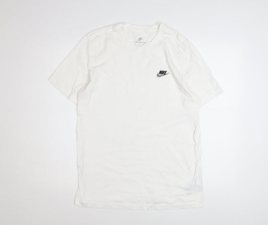 Nike Men's White Cotton Crew Neck Short Sleeve T-Shirt M