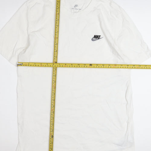Nike Men's White Cotton Crew Neck Short Sleeve T-Shirt M
