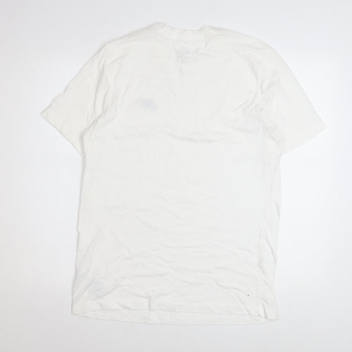 Nike Men's White Cotton Crew Neck Short Sleeve T-Shirt M