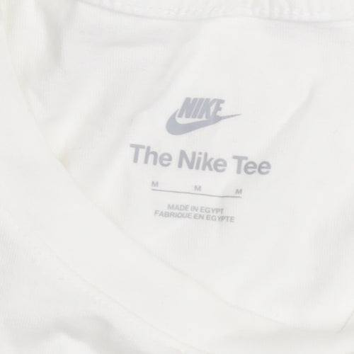 Nike Men's White Cotton Crew Neck Short Sleeve T-Shirt M