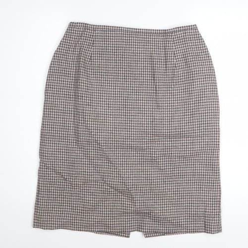 Rena Rowan for Saville Womens Brown Wool Houndstooth Pencil Skirt Size 12