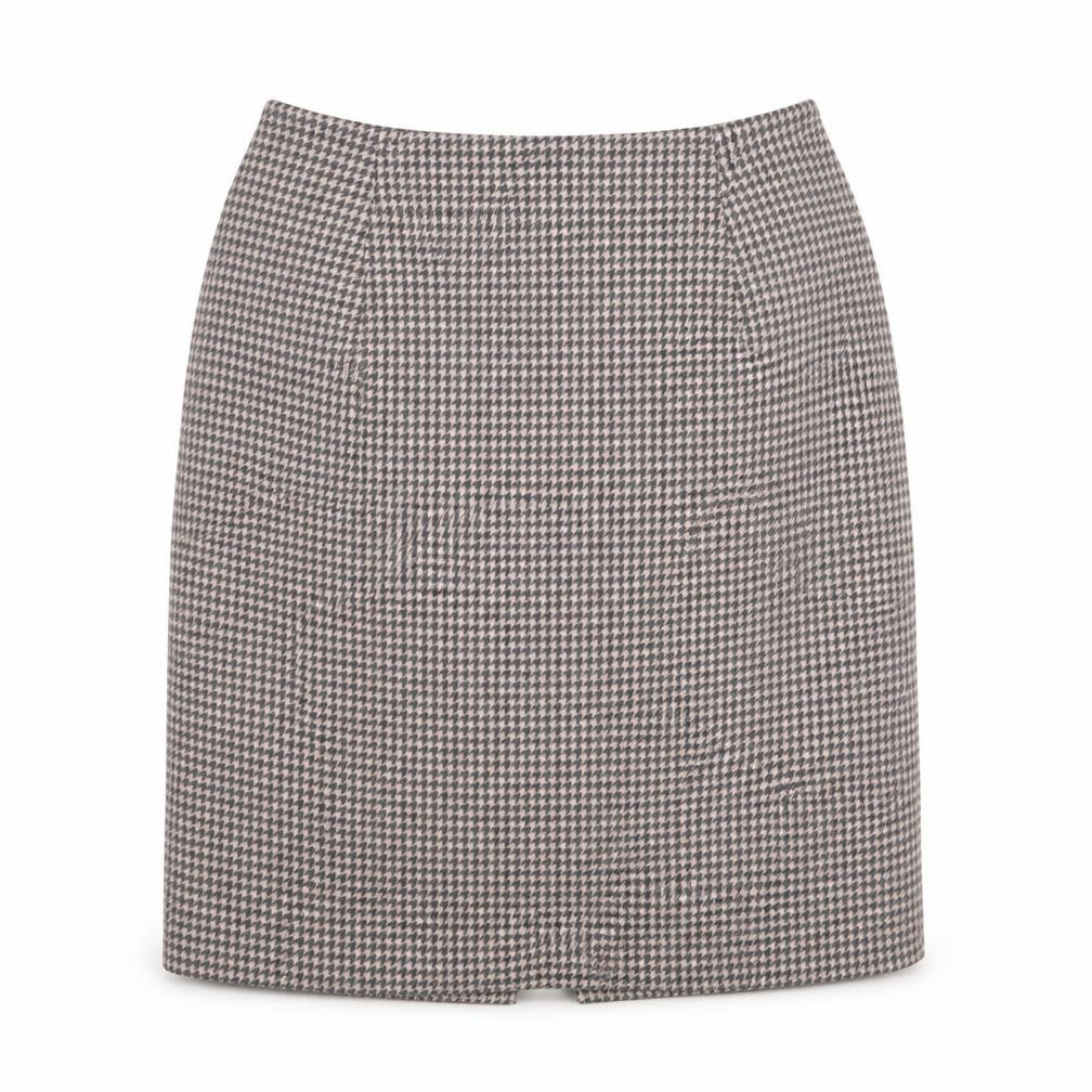 Rena Rowan for Saville Womens Brown Wool Houndstooth Pencil Skirt Size 12