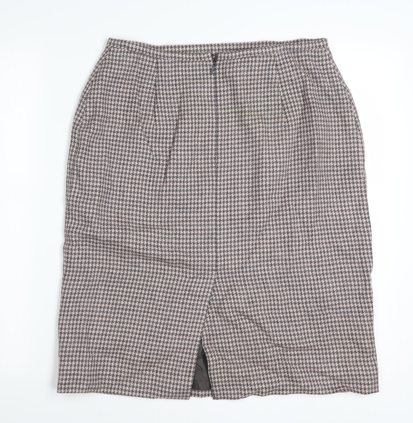 Rena Rowan for Saville Womens Brown Wool Houndstooth Pencil Skirt Size 12