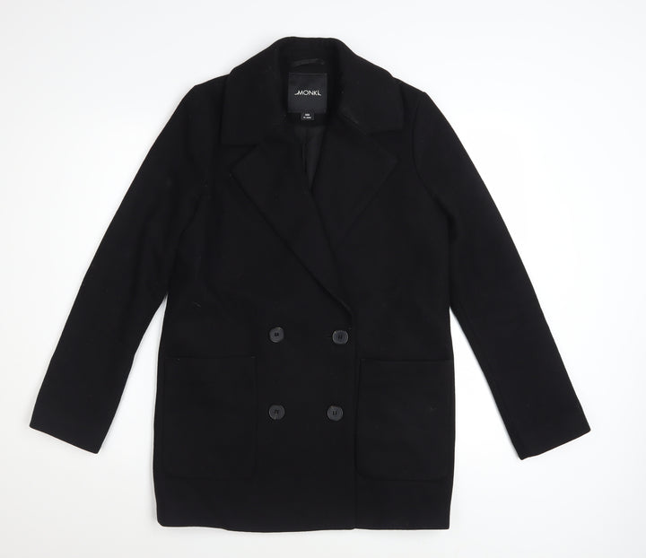 Monki Womens Black Wool Blend Pea Coat XXS Regular Fit