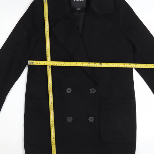 Monki Womens Black Wool Blend Pea Coat XXS Regular Fit