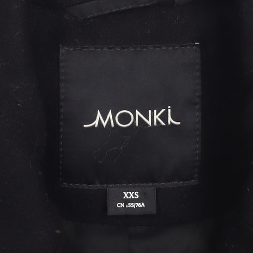 Monki Womens Black Wool Blend Pea Coat XXS Regular Fit