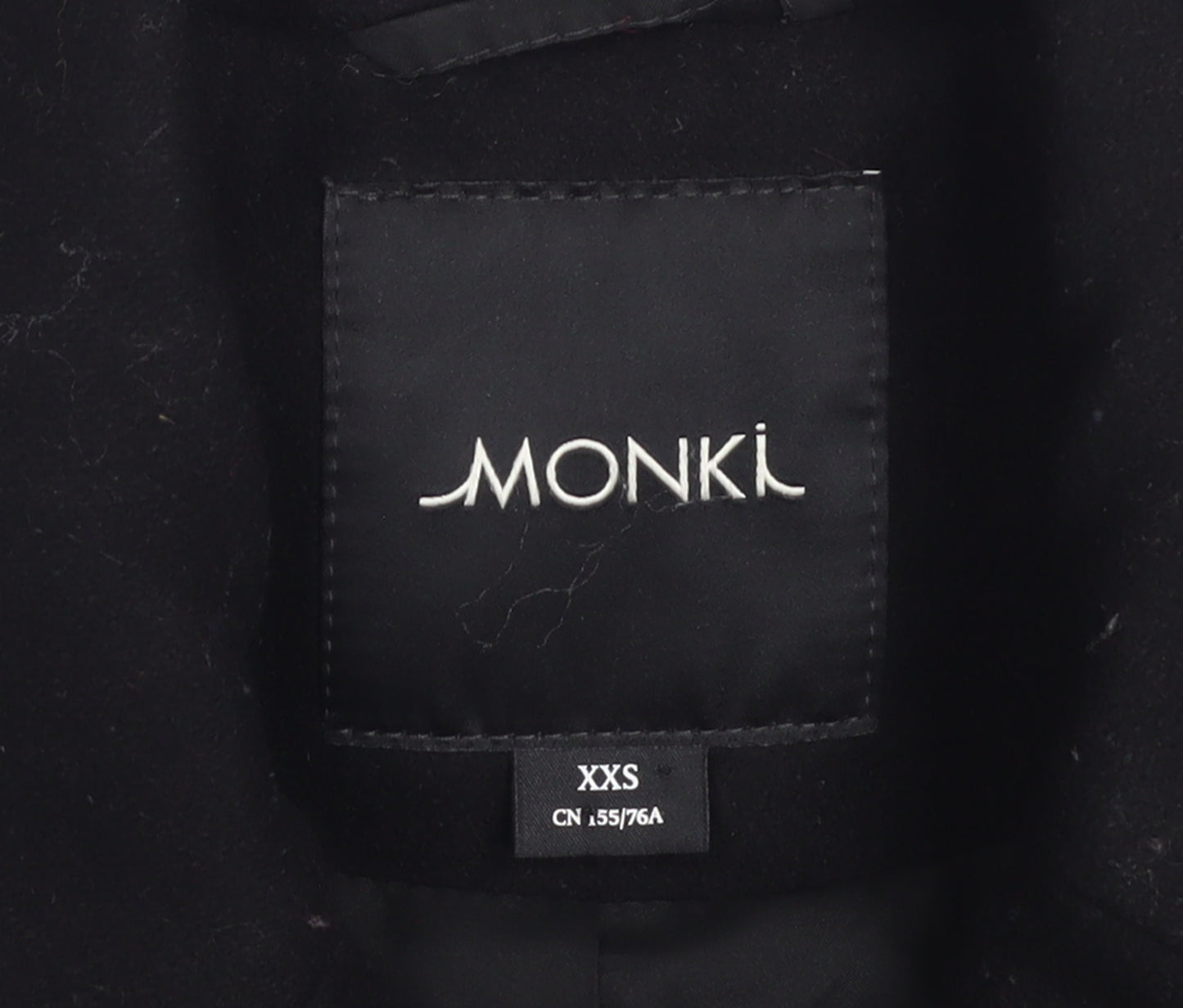 Monki Womens Black Wool Blend Pea Coat XXS Regular Fit
