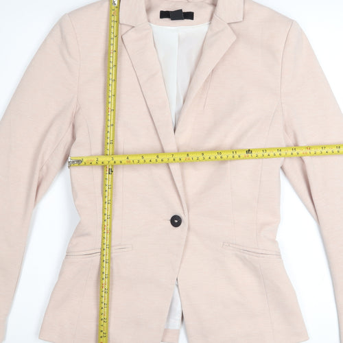 H&M Women Beige Regular Fit One-Button Blazer Size 8