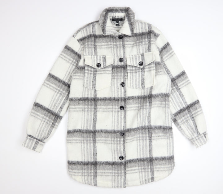 New Look Women's Grey Check Shacket Jacket Size 8