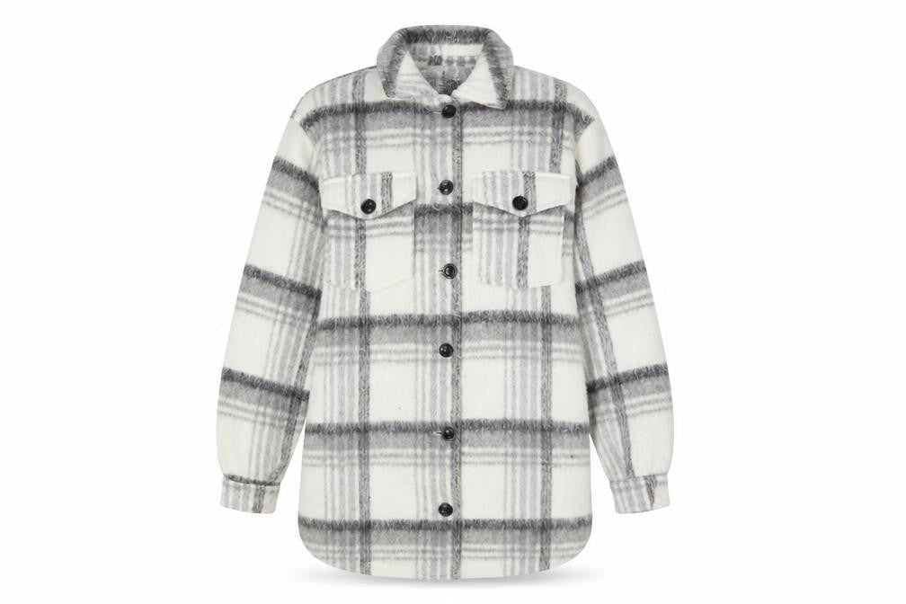 Front view of New Look Women's Grey Check Shacket Jacket, size 8