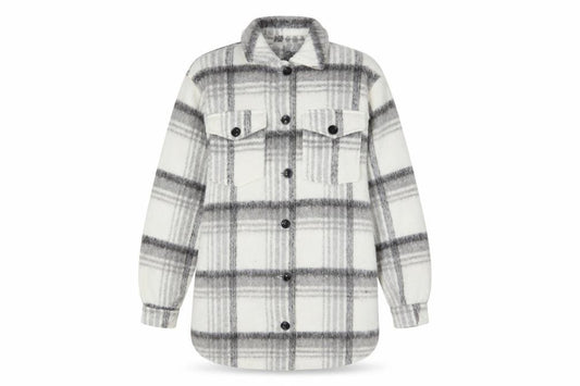 Front view of New Look Women's Grey Check Shacket Jacket, size 8
