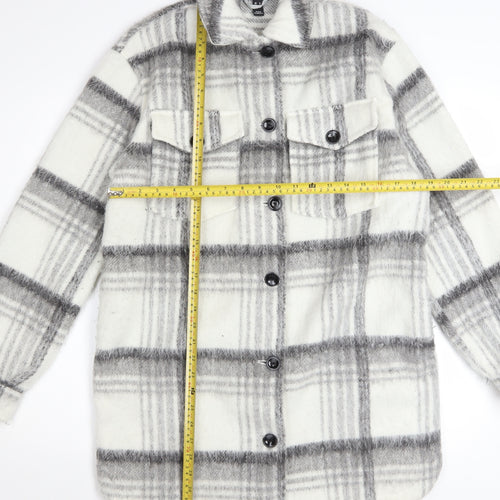 New Look Women's Grey Check Shacket Jacket Size 8