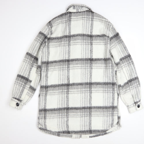 New Look Women's Grey Check Shacket Jacket Size 8