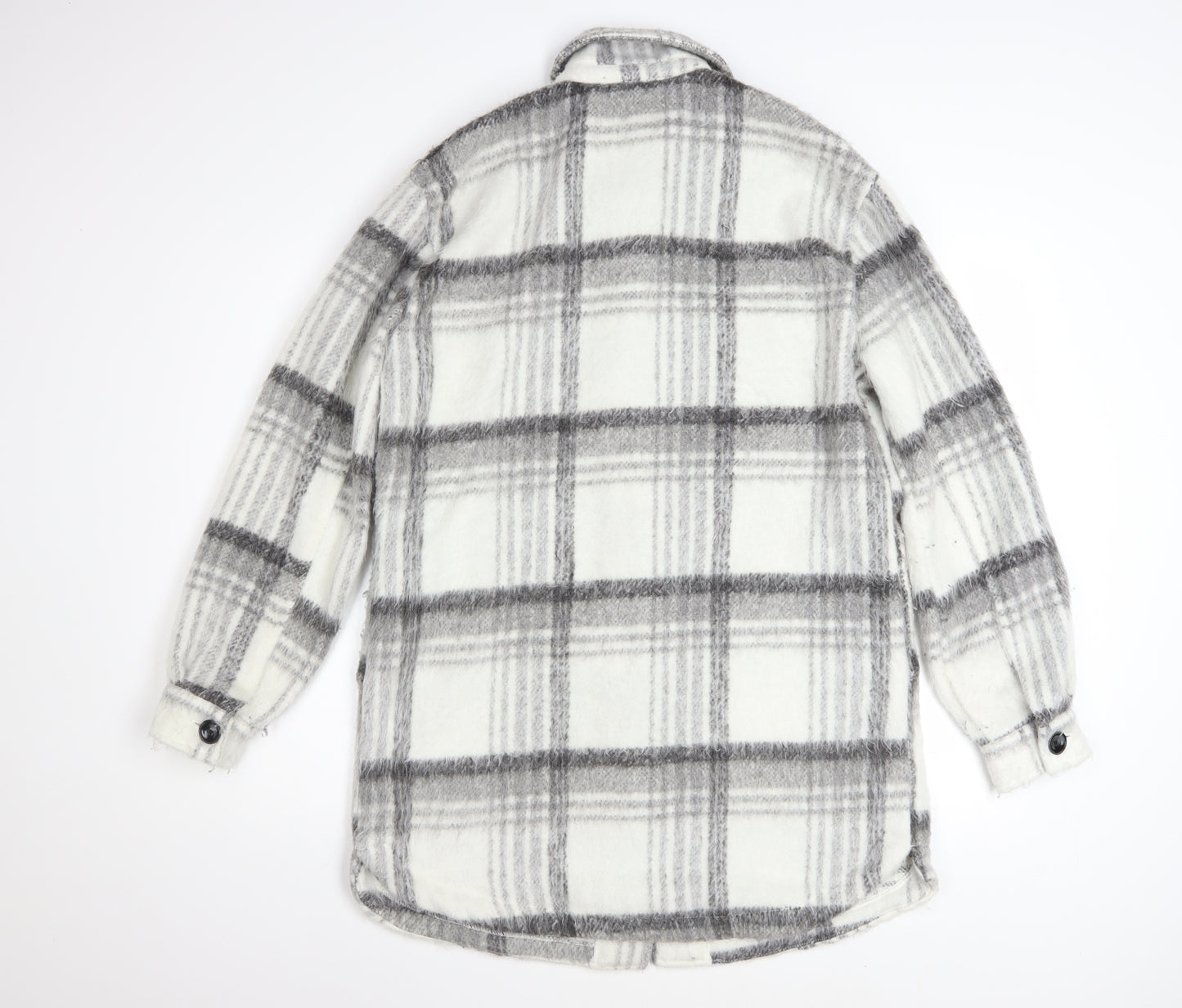 New Look Women's Grey Check Shacket Jacket Size 8
