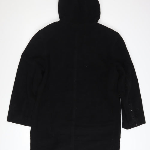 Life Styles Womens Black Wool Cashmere Hooded Coat Size 12
