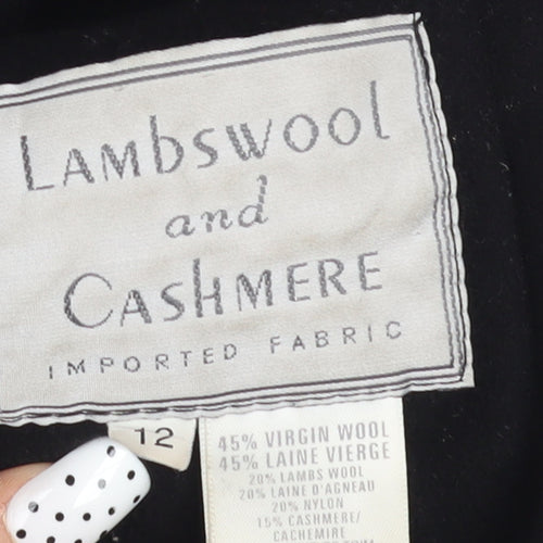 Life Styles Womens Black Wool Cashmere Hooded Coat Size 12