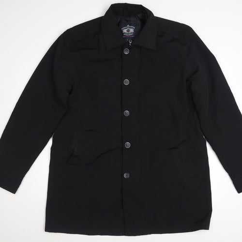 Easy Products Men's Black Nylon Mid-Length Overcoat Size L
