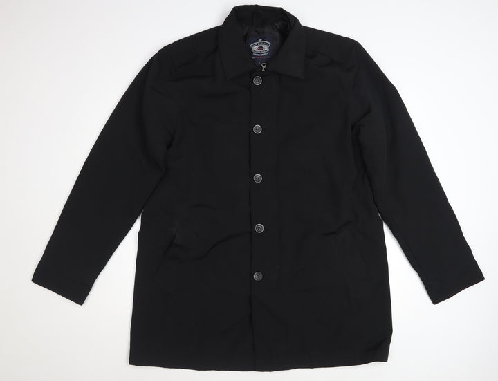 Easy Products Men's Black Nylon Mid-Length Overcoat Size L