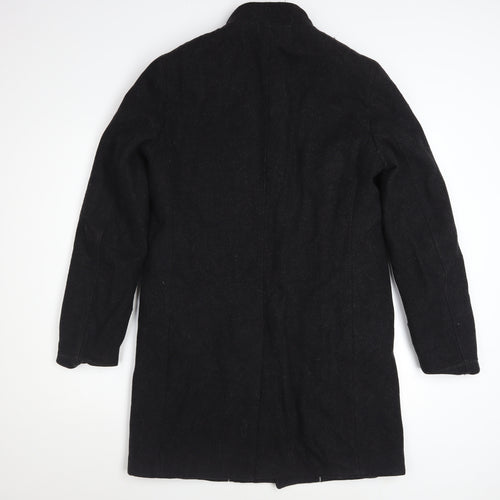 Zara Men's Black Wool Blend Mid-Length Overcoat Size S Classic