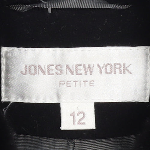 Jones New York Petite Black Wool Cashmere Fur Trim Coat Size 12