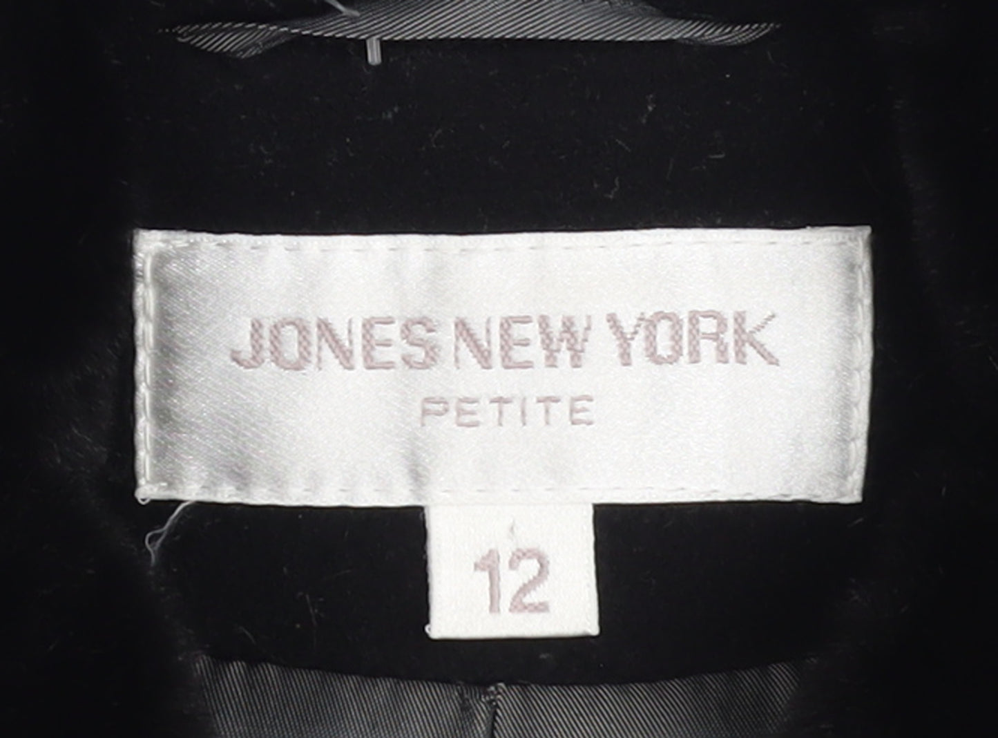 Jones New York Petite Black Wool Cashmere Fur Trim Coat Size 12