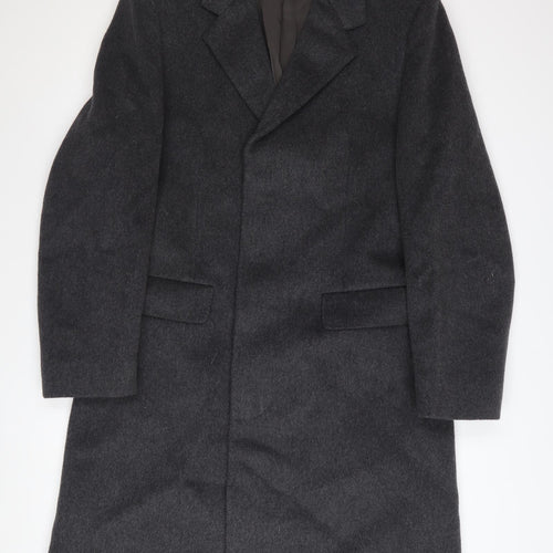 Hornes Men's Grey Wool Cashmere Blend Long Overcoat Size 40 Regular