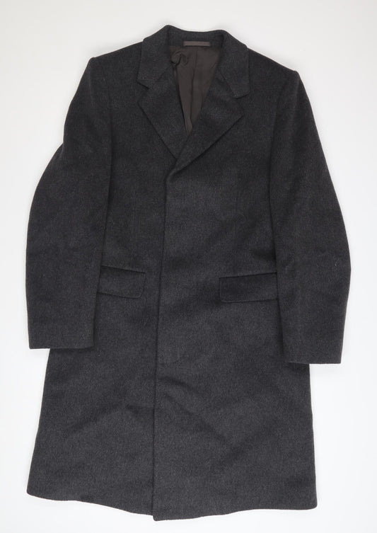 Hornes Men's Grey Wool Cashmere Blend Long Overcoat Size 40 Regular