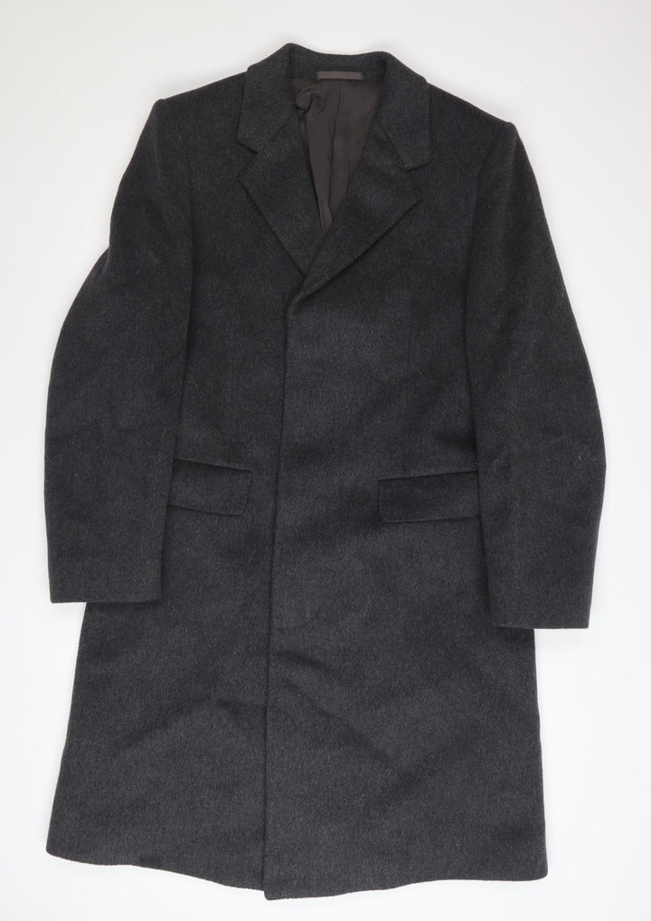 Hornes Men's Grey Wool Cashmere Blend Long Overcoat Size 40 Regular