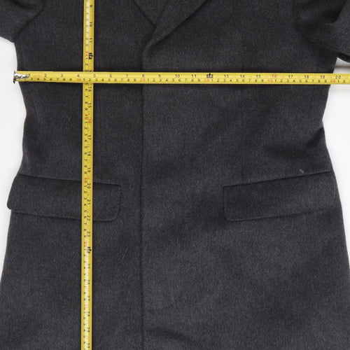 Hornes Men's Grey Wool Cashmere Blend Long Overcoat Size 40 Regular