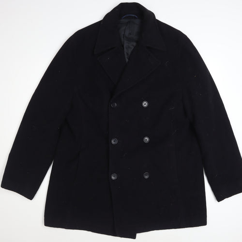 Burton Men Black Wool Cashmere Blend Pea Coat L Classic Fit