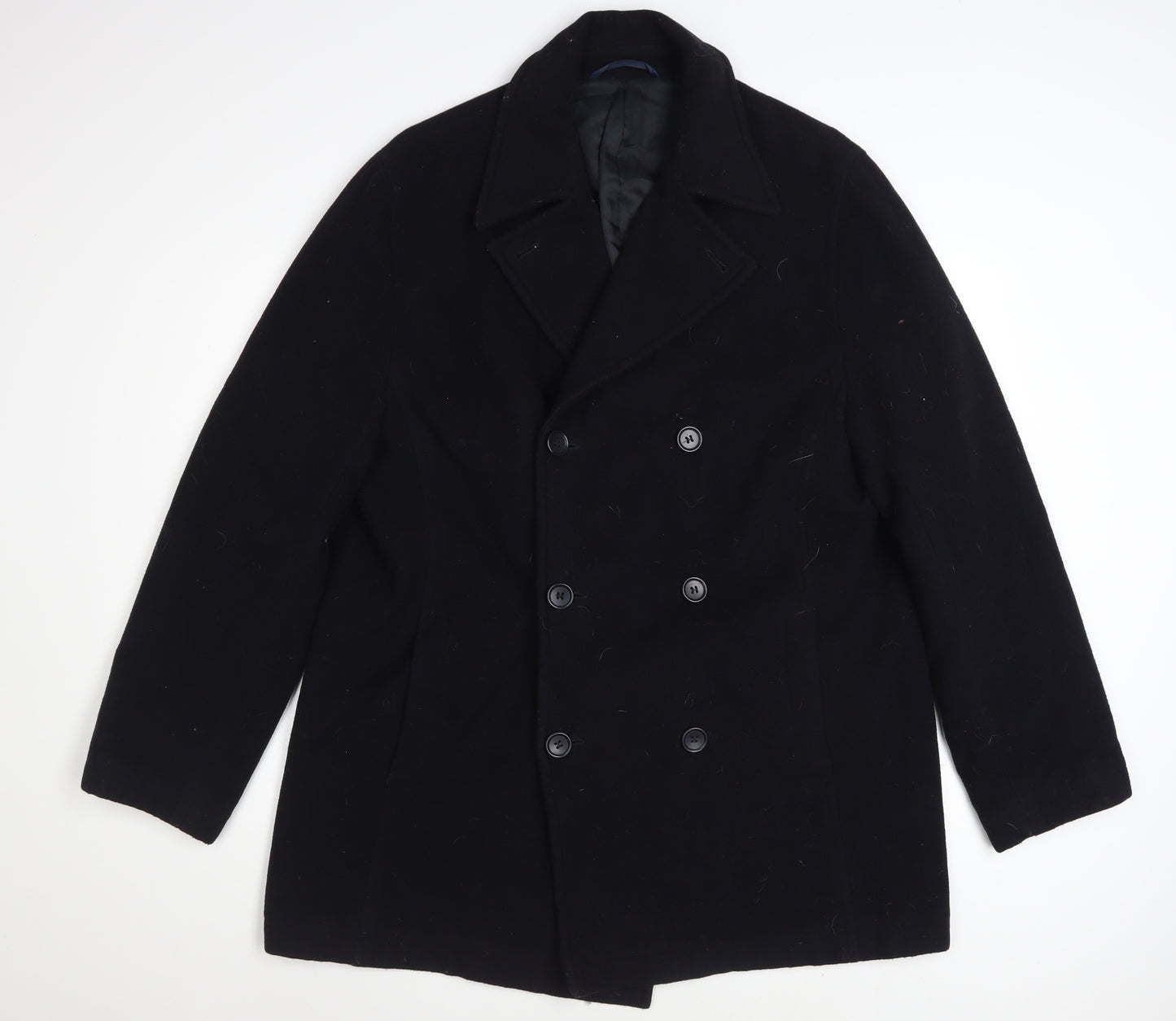 Burton Men Black Wool Cashmere Blend Pea Coat L Classic Fit