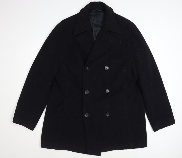 Burton Men Black Wool Cashmere Blend Pea Coat L Classic Fit