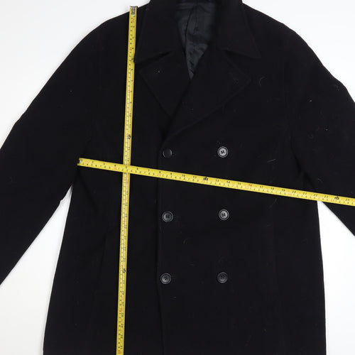 Burton Men Black Wool Cashmere Blend Pea Coat L Classic Fit