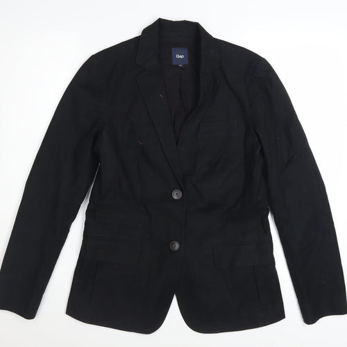 GAP Women's Black Cotton Blazer Size 6 Two-Button Single-Breasted
