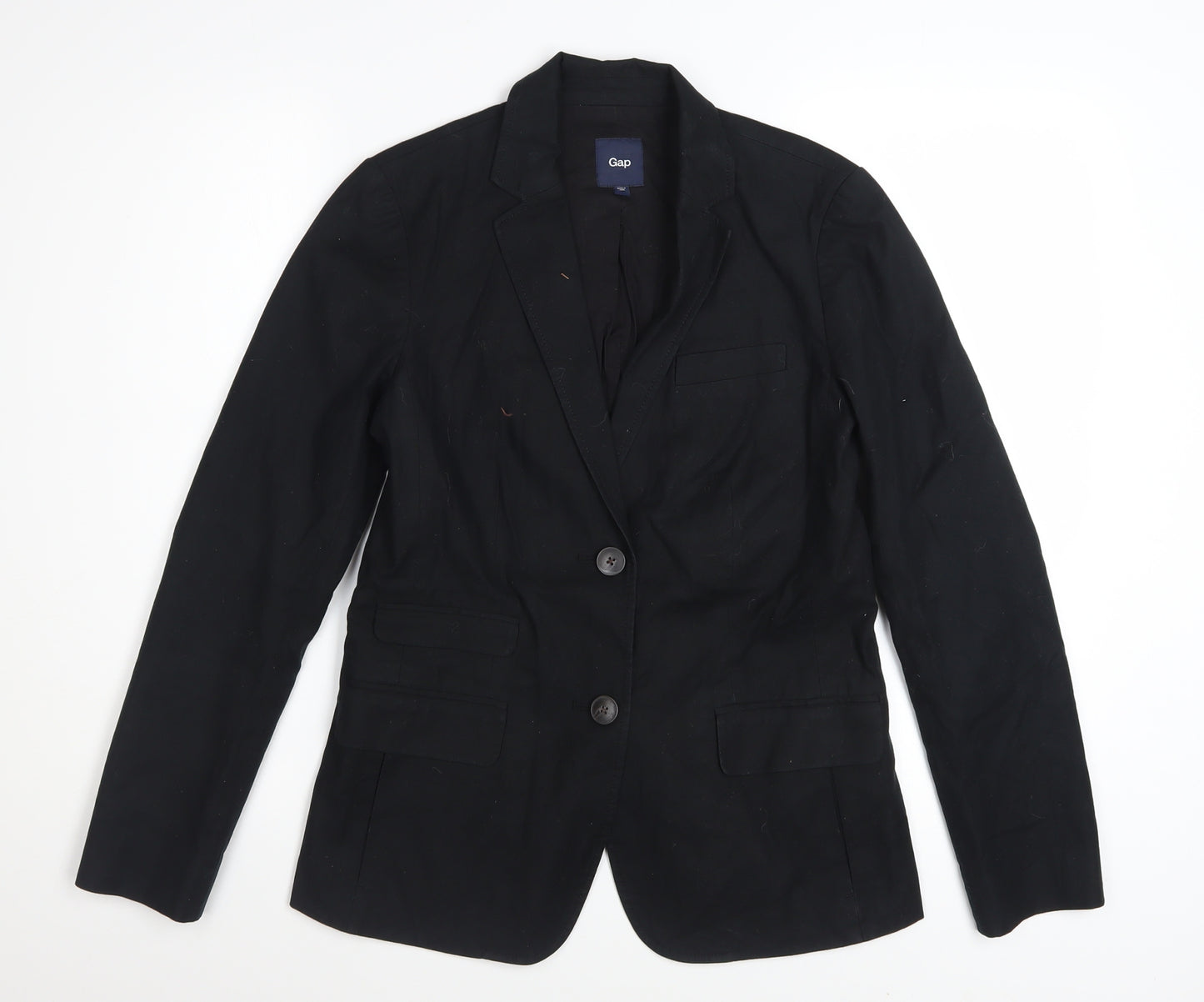 GAP Women's Black Cotton Blazer Size 6 Two-Button Single-Breasted