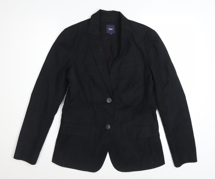 GAP Women's Black Cotton Blazer Size 6 Two-Button Single-Breasted