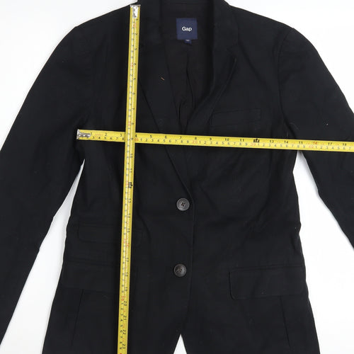 GAP Women's Black Cotton Blazer Size 6 Two-Button Single-Breasted