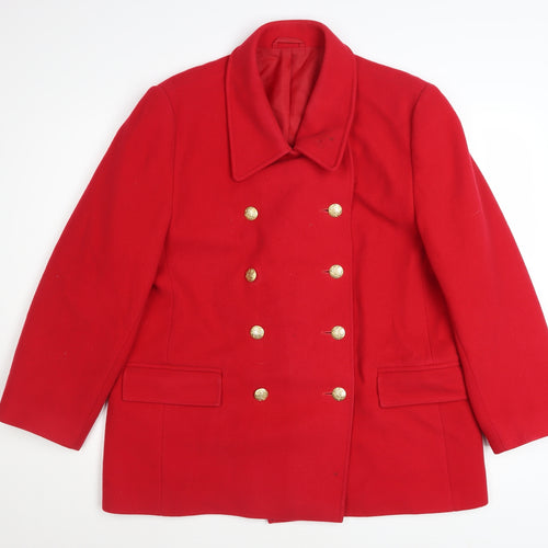 Marks and Spencer Women’s Red Wool Petite Pea Coat UK 18 Classic Style
