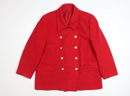 Marks and Spencer Women’s Red Wool Petite Pea Coat UK 18 Classic Style