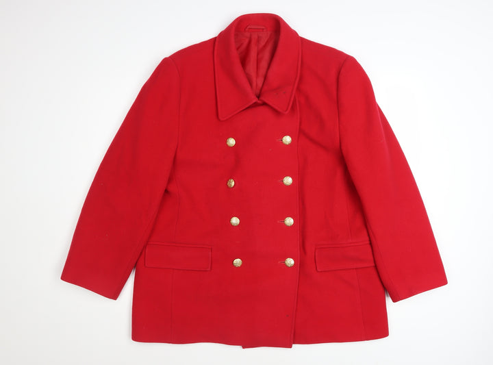 Marks and Spencer Women’s Red Wool Petite Pea Coat UK 18 Classic Style