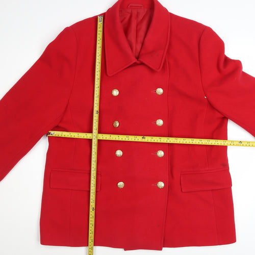 Marks and Spencer Women’s Red Wool Petite Pea Coat UK 18 Classic Style
