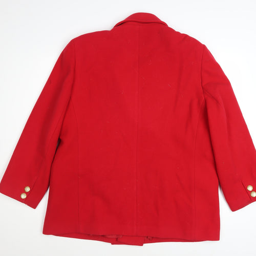 Marks and Spencer Women’s Red Wool Petite Pea Coat UK 18 Classic Style
