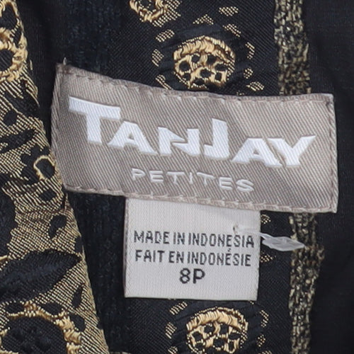TanJay Womens Petite Gold Black Striped Blazer Jacket Size 8