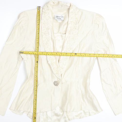 Jeffrey & Dara Women’s Ivory Embroidered Single Button Blazer Size 10