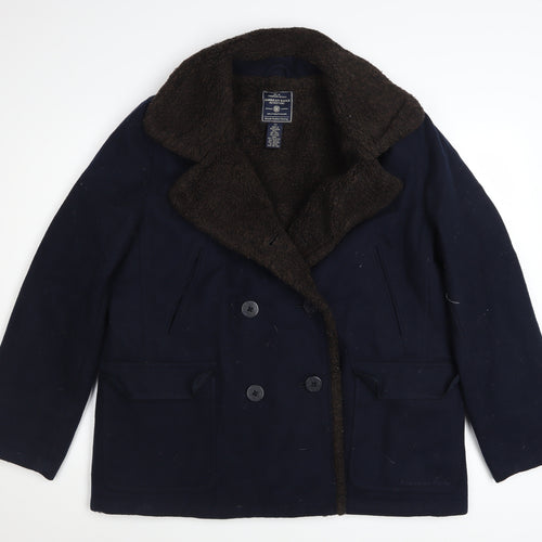American Eagle Mens Blue Wool Pea Coat Size L Classic Winter Jacket