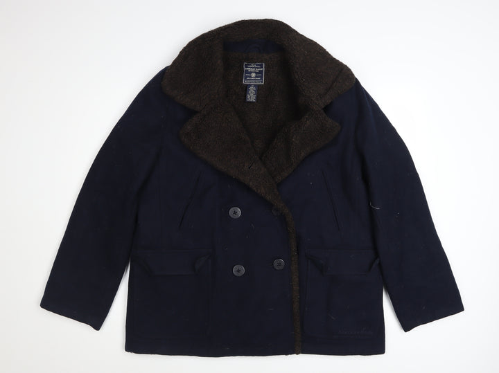 American Eagle Mens Blue Wool Pea Coat Size L Classic Winter Jacket