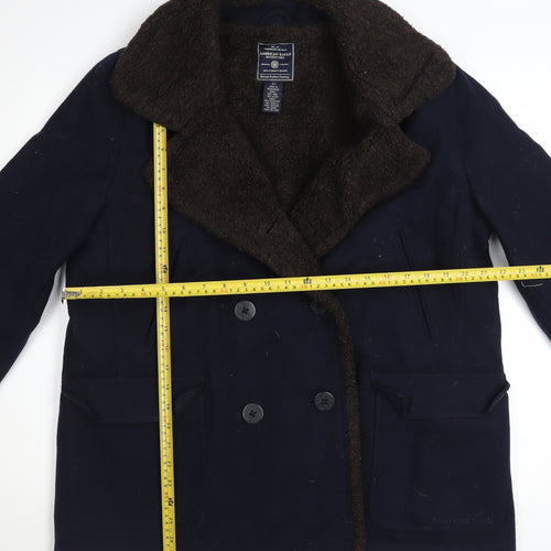 American Eagle Mens Blue Wool Pea Coat Size L Classic Winter Jacket