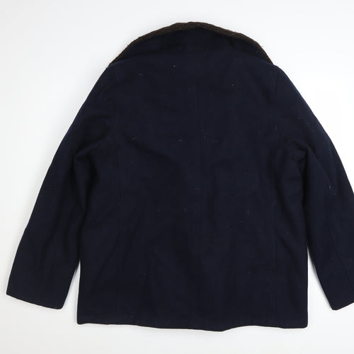 American Eagle Mens Blue Wool Pea Coat Size L Classic Winter Jacket