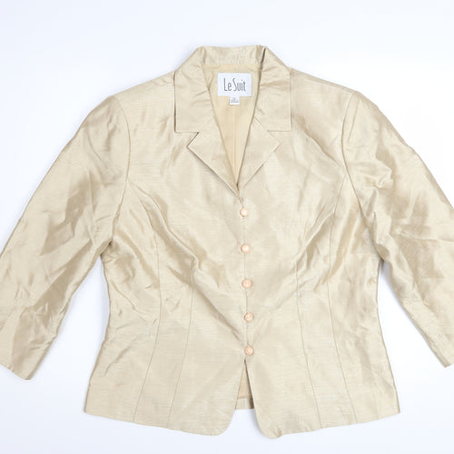 Le Suit Women's Beige Single-Breasted Blazer Size 12 Classic Fit